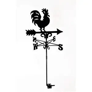 Traditional Cockerel Weathervane - Steel - L39 x W39 x H93 cm - Black