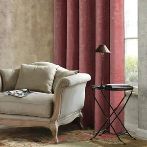 Venice Thermal Lined Eyelet Curtains - Metallic Design Velour Fabric Curtains for Bedroom or Living Room - 165 x 137cm, Heather