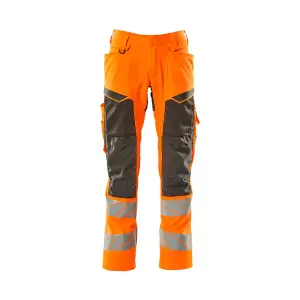 Mascot Accelerate Safe Trousers with Kneepad Pockets - Hi-Vis Orange/Dark Anthracite   (28.5) (Leg Length - Regular)