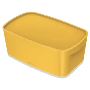 Leitz MyBox Cosy Storage Box with Organiser Tray Small in Warm Yellow