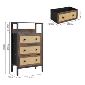 Rattan Storage Cabinet with 3 Drawers and Shelf