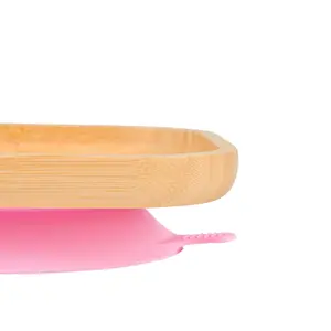 Tiny Dining - Children's Bamboo Suction Square Plate - Pink