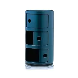 Blue Cylindrical Multi Tiered Plastic Bedside Storage Drawers Unit Drawer Bedside Chest 58cm H