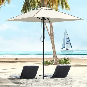 Outsunny Sun Parasol with Vent, Table Umbrella for Patio, Garden, Pool, Beige