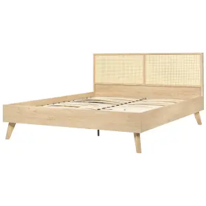 Rattan EU King Size Bed Light Wood MONPAZIER