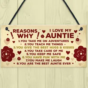 Red Ocean Reasons Why I Love My Auntie 40th 50th 60th Birthday Card Gift Plaque Mothers Day Gift For Auntie Sister Gift Keepsake