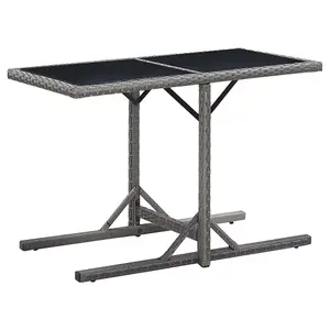 Berkfield Garden Table Anthracite 110x53x72 cm Glass and Poly Rattan