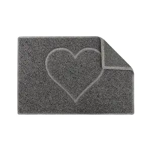 Heart Medium Embossed Doormat in Grey with Open Back