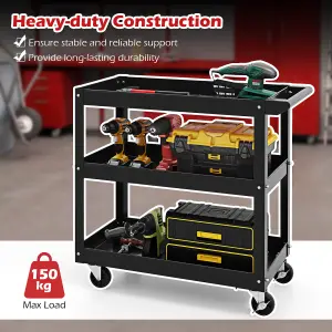 Costway 3-Layer Service Utility Cart Rolling Tool Cart w/ 2 Lockable Universal Wheels