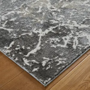 Modern Abstract Grey Easy to Clean Contemporary Rug for Living Room and Dining Room-80cm X 150cm