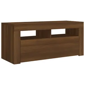 vidaXL TV Cabinet with LED Lights Brown Oak 90x35x40 cm