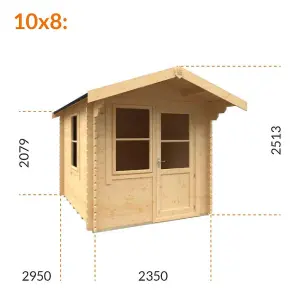 10ft x 8ft (2950mm x 2350mm) Horsforth "The Augusta" 28mm Log Cabin With 2 Opening Windows