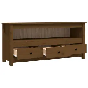 Berkfield TV Cabinet Honey Brown 114x35x52 cm Solid Wood Pine