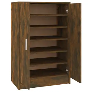 Berkfield Shoe Cabinet Smoked Oak 60x35x92 cm Engineered Wood