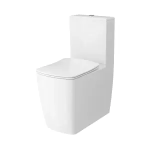 GoodHome Levanna White Close-coupled Square Toilet & cistern with Soft close seat & Close coupled cistern