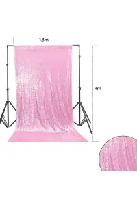 Neel Blue Shiny Fabric Sequin Backdrop Glitter Curtain, Baby Pink - 4ft x 9ft