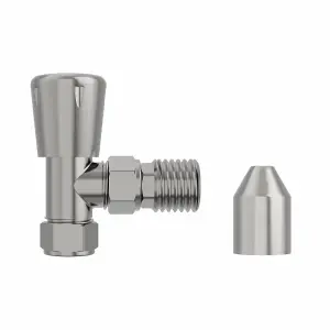 Rinse Bathrooms Angled Towel Radiator Valves Round 15mm for Towel Rail Radiator Satin Nickel