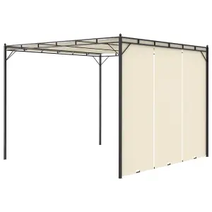 Berkfield Garden Gazebo with Side Curtain 3x3x2.25m Cream