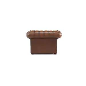 Chesterfield Low Back Club ArmChair Antique Tan Real Leather In Classic Style