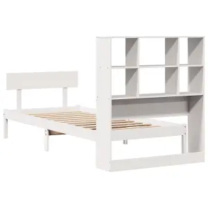 Berkfield Bookcase Bed without Mattress White 100x200 cm Solid Wood Pine