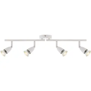 4 Way Adjustable Ceiling Spotlight Bar - 4 x 35W GU10 Reflector - Gloss White