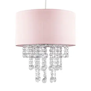 ValueLights Jesmond Acrylic Jewel Effect Droplet Pink Ceiling Pendant Light Shade