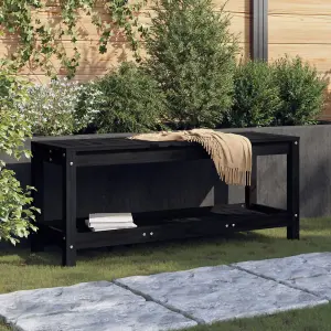 Berkfield Garden Bench Black 108x35x45 cm Solid Wood Pine