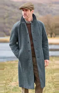 House Of Bruar Men's Raglan Sleeve British Tweed Coat