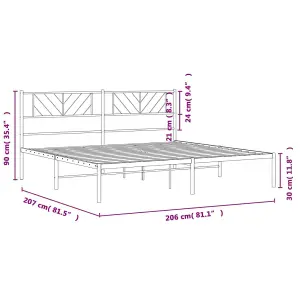 Berkfield Metal Bed Frame with Headboard White 200x200 cm