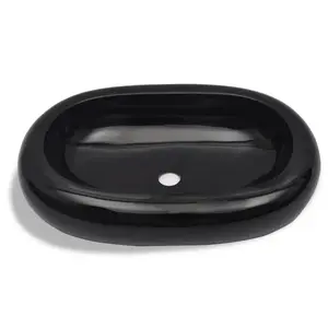 Belfry Bathroom 250mm L Ceramic Oval Countertop Basin Sink Black