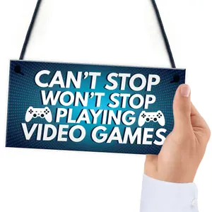 Funny Gamer Gift Hanging Plaque For Boys Bedroom Man Cave Games Room Sign Gift For Him