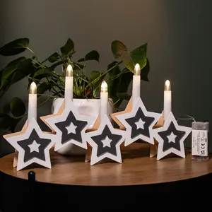 38cm Battery Operated White Wooden Christmas Candle Bridge Decoration with LEDs