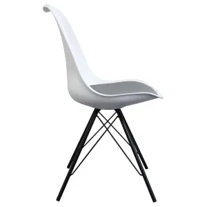 Soho White and Dark Grey Plastic Dining Chair with Black Metal Legs