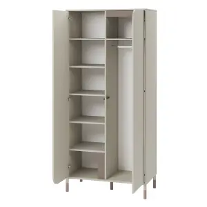 Harmony 01 Hinged Wardrobe in Cashmere & Truffle - 920mm x 2010mm x 500mm - Sleek Organisation with Push-to-Open