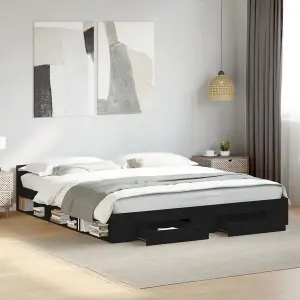 Berkfield Bed Frame with Drawers without Mattress Black 200x200 cm