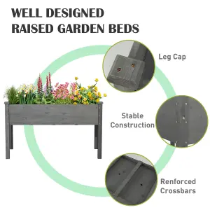 Costway Raised Garden Bed Wooden Herb Growing Planter Vegetable Flower Elevated Plant Container w/ Drainage Holes