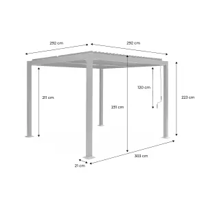 sweeek. 3x3m louvered aluminium pergola with adjustable slats Palace Anthracite 292x292x231 cm