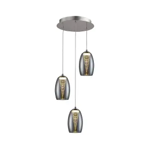 Luminosa Nebula Integrated LED 3 Light Crystal Cluster Drop Ceiling Pendant Chrome