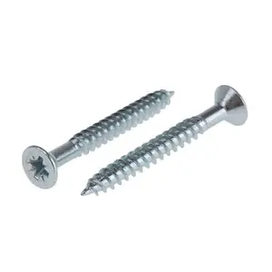 200 x Pozi Screws & 200 x Brown Raw Wall Fixing Plugs, Twin Threaded Countersunk