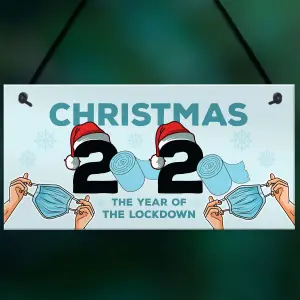 Lockdown Christmas Gift Hanging Plaque Funny Christmas Decoration Keepsake