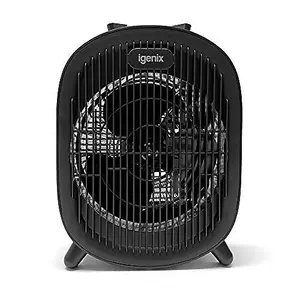 Igenix IG9022, Electric Fan Heater with 2 Heat Settings, Portable, Pack of 2, Black