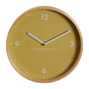 Interiors by Premier Modern Design Small Yellow Wall Clock, Sleek Clock In Kitchen, Compact And Lightweight Wall Clock For Indoor