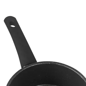 URBNCHEF 24cm Diameter 5 Pcs Casserole Pots Saucepan 3 Frying Pans Forged Carbon Induction Cookware Set