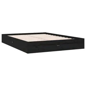 Berkfield Bed Frame Black Solid Wood 120x190 cm Small Double