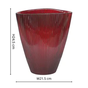 Burgundy Ribbed Vase H24.5Cm W21.5Cm