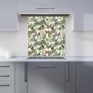 Exotic Trees And Animals Premium Glass Kitchen Splashback W700mm x H750mm