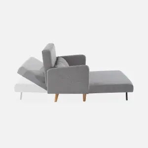 sweeek. 2-seater convertible sofa bed with reclining backrest Panam Light Grey