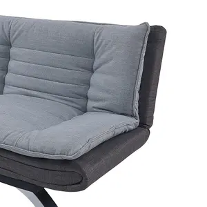 Michigan Fabric Sofa Bed 2 Seater Duo Contrast Fabric Chrome Legs Sofabed Recliner, Grey & Charcoal Fabric