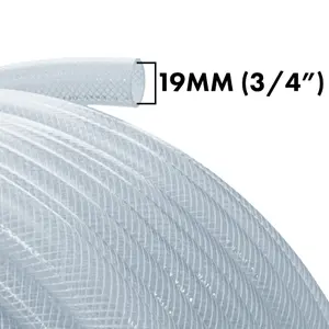 Clear PVC Braided Hose,Food Grade/Oil/Water/Fuel Reinforced Pipe,Tube 19mm internal,25mm external (3m)