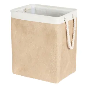 LIVIVO Large Canvas Storage Fabric Laundry Hamper with Rope Handles - Foldable & Waterproof Washing Bin Baskets - Beige